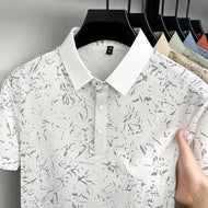 Mens Abstract Print Polo Shirts Summer Casual Short Sleeve Golf Shirts Breathable Moisture Wicking Lightweight Tops for Men